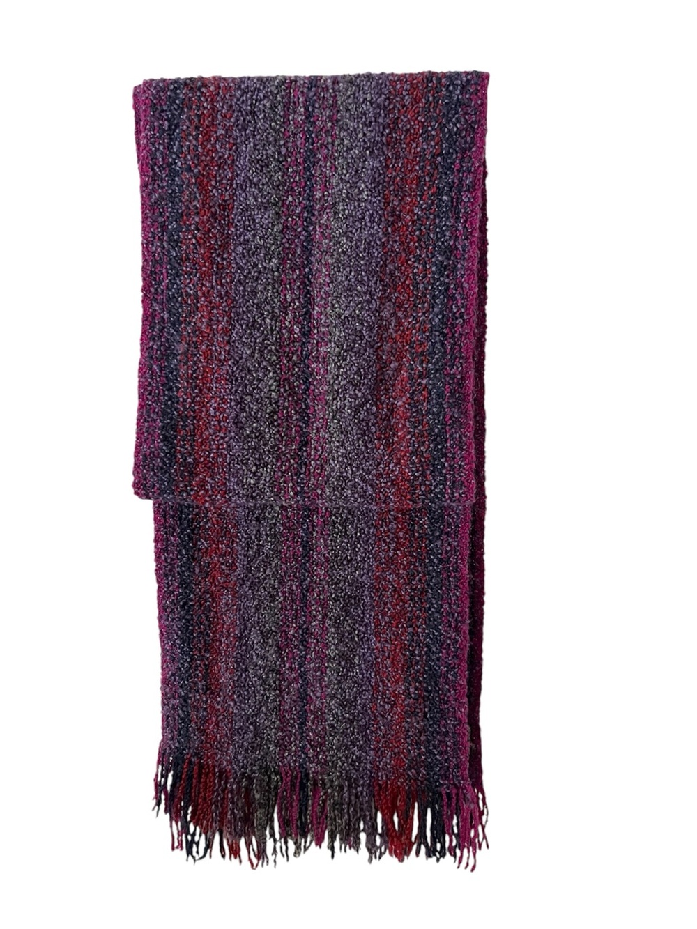 mucros weavers (Ireland) Cozy Striped Knit Scarf, Purple & Pink Wool+Cashmere